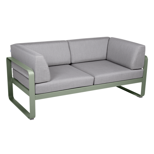Fermob Bellevie 2-Seater Club Sofa – Cactus frame with Flannel Grey fabric cushions