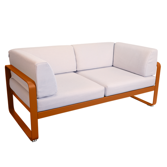 Fermob Bellevie 2-Seater Club Sofa – Candied Orange frame with Pearl fabric cushions