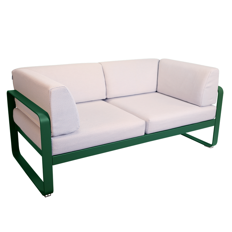 Load image into Gallery viewer, Fermob Bellevie 2-Seater Club Sofa – Cedar Green frame with Pearl fabric cushions
