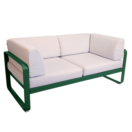 Fermob Bellevie 2-Seater Club Sofa – Cedar Green frame with Pearl fabric cushions