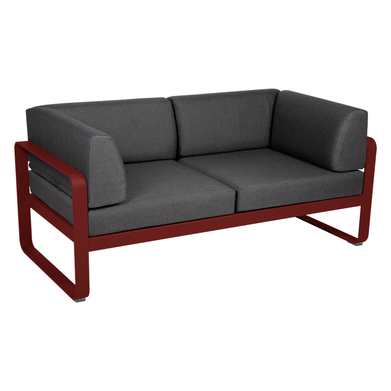 Load image into Gallery viewer, Fermob Bellevie 2-Seater Club Sofa – Chilli frame with Graphite Grey fabric cushions
