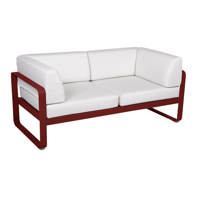 Load image into Gallery viewer, Fermob Bellevie 2-Seater Club Sofa – Chilli frame with Off-White fabric cushions
