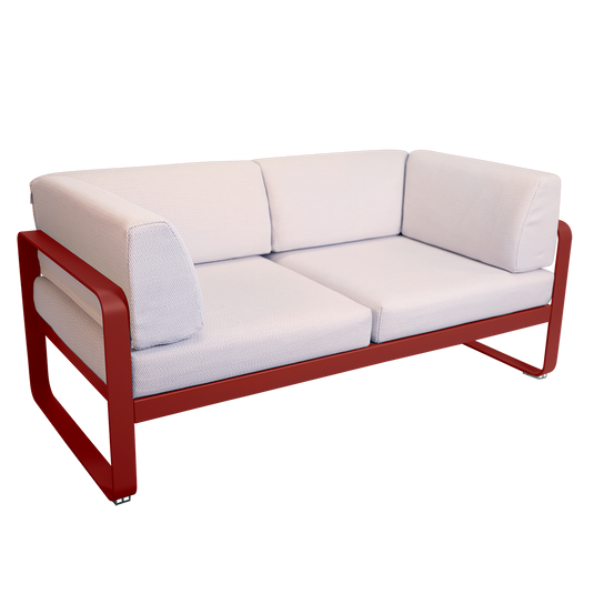 Fermob Bellevie 2-Seater Club Sofa – Chilli frame with Pearl fabric cushions