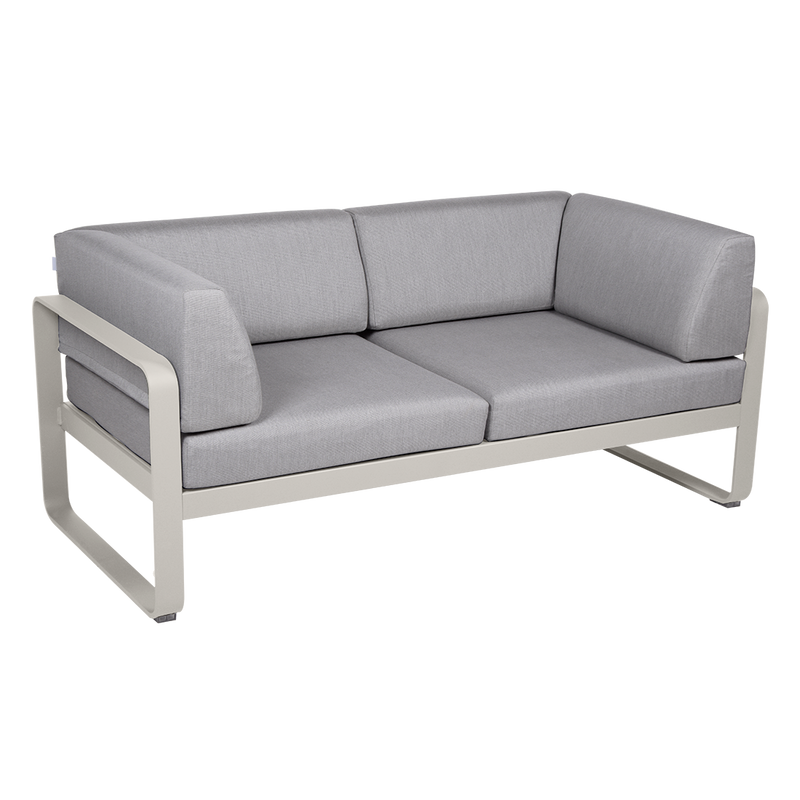 Load image into Gallery viewer, Fermob Bellevie 2-Seater Club Sofa – Clay Grey frame with Flannel Grey fabric cushions
