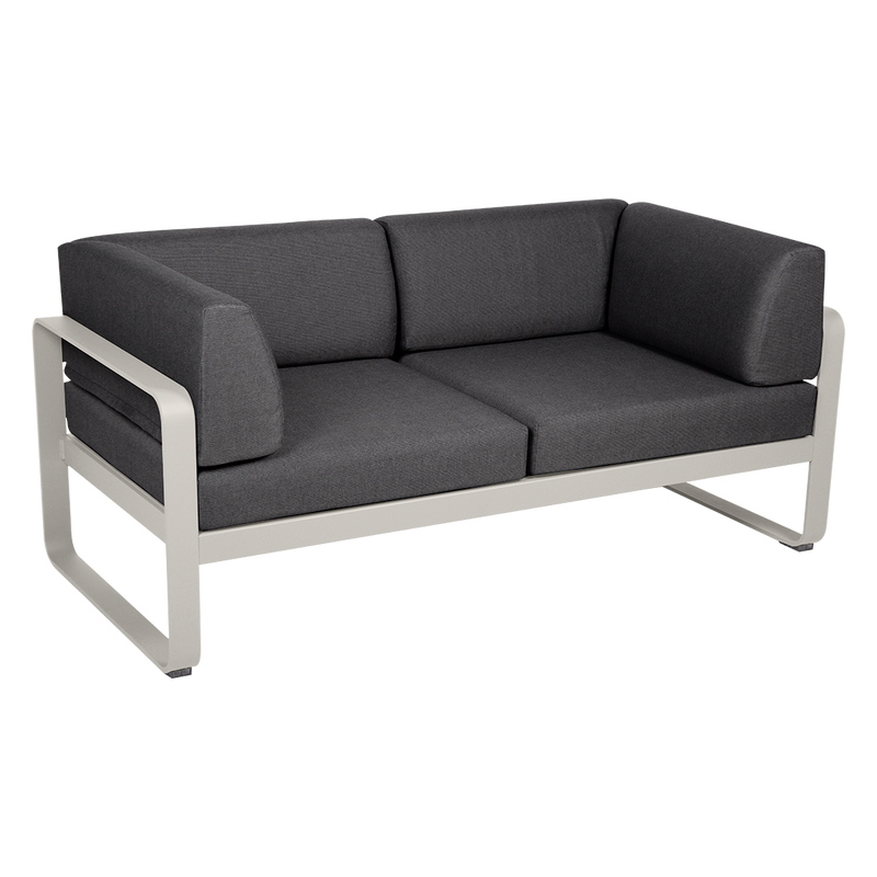 Load image into Gallery viewer, Fermob Bellevie 2-Seater Club Sofa – Clay Grey frame with Graphite Grey fabric cushions
