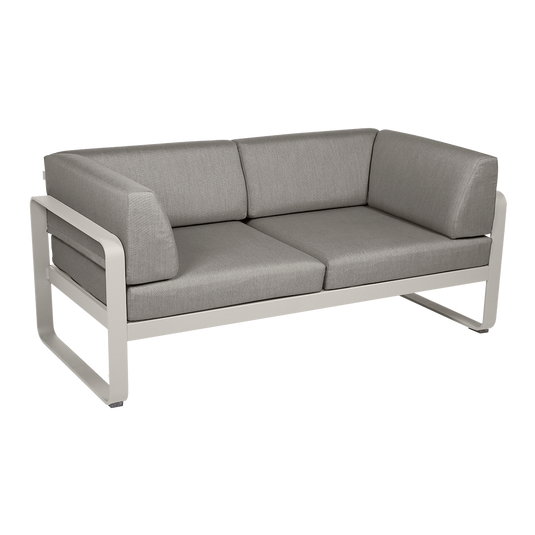 Fermob Bellevie 2-Seater Club Sofa – Clay Grey frame with Grey Taupe fabric cushions