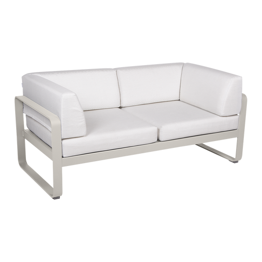Fermob Bellevie 2-Seater Club Sofa – Clay Grey frame with Off-White fabric cushions