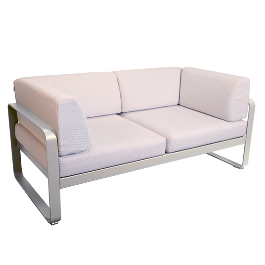 Fermob Bellevie 2-Seater Club Sofa – Clay Grey frame with Pearl fabric cushions