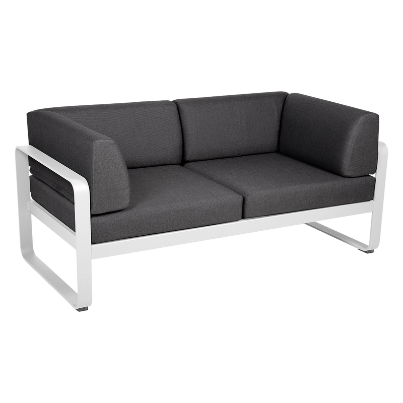 Load image into Gallery viewer, Fermob Bellevie 2-Seater Club Sofa – Cotton White frame with Graphite Grey fabric cushions
