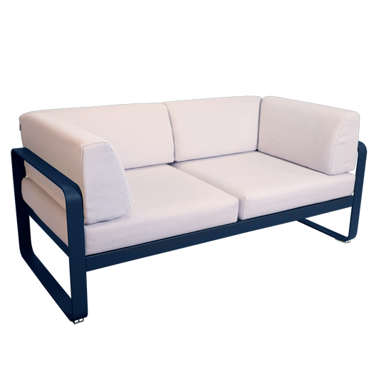 Fermob Bellevie 2-Seater Club Sofa – Deep Blue frame with Pearl fabric cushions