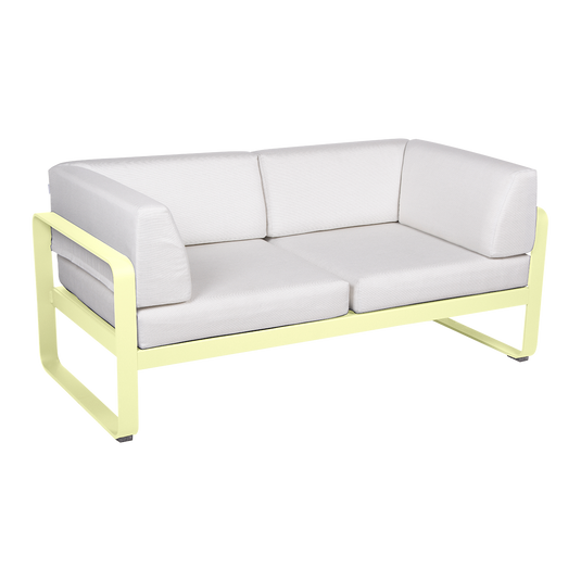 Fermob Bellevie 2-Seater Club Sofa – Frosted Lemon frame with Off-White fabric cushions