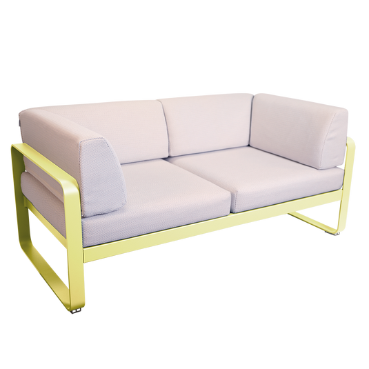 Fermob Bellevie 2-Seater Club Sofa – Frosted Lemon frame with Pearl fabric cushions