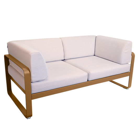 Fermob Bellevie 2-Seater Club Sofa – Gingerbread frame with Pearl fabric cushions