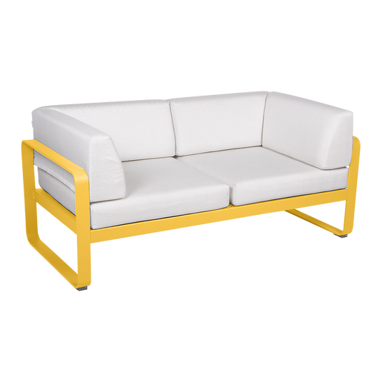 Fermob Bellevie 2-Seater Club Sofa – Honey frame with Off-White fabric cushions