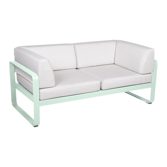 Fermob Bellevie 2-Seater Club Sofa – Ice Mint frame with Off-White fabric cushions