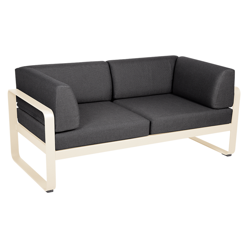 Load image into Gallery viewer, Fermob Bellevie 2-Seater Club Sofa – Latte Beige frame with Graphite Grey fabric cushions
