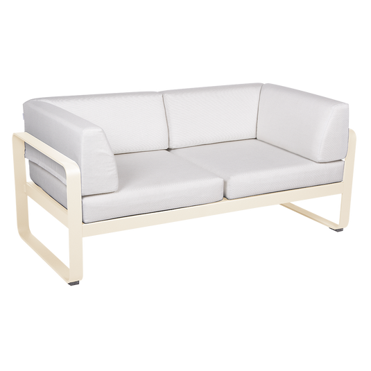 Fermob Bellevie 2-Seater Club Sofa – Latte Beige frame with Off-White fabric cushions