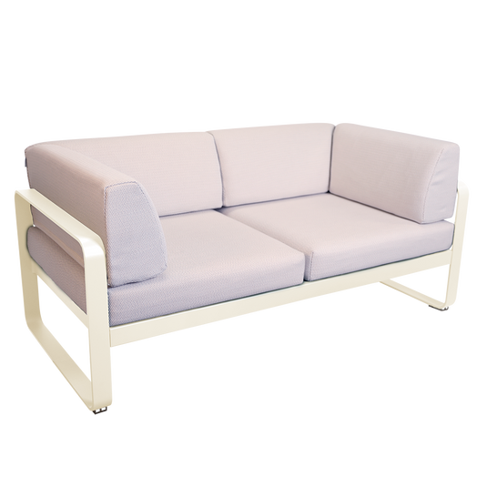 Fermob Bellevie 2-Seater Club Sofa – Latte Beige frame with Pearl fabric cushions