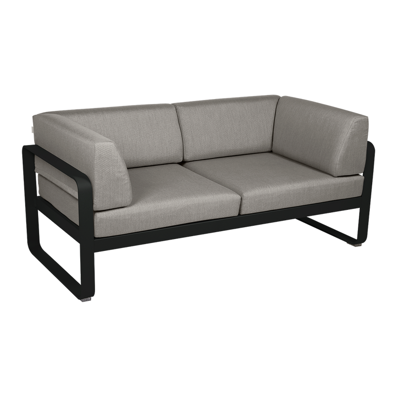 Load image into Gallery viewer, Fermob Bellevie 2-Seater Club Sofa – Liquorice frame with Grey Taupe fabric cushions
