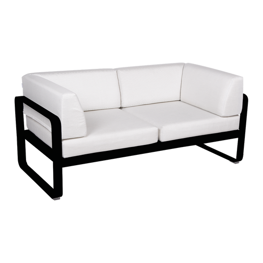 Fermob Bellevie 2-Seater Club Sofa – Liquorice frame with Off-White fabric cushions