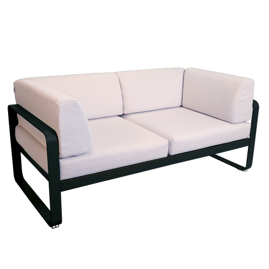 Fermob Bellevie 2-Seater Club Sofa – Liquorice frame with Pearl fabric cushions