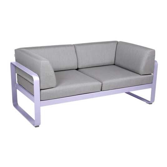 Fermob Bellevie 2-Seater Club Sofa – Marshmallow frame with Flannel Grey fabric cushions