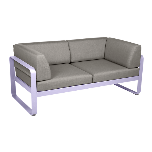Fermob Bellevie 2-Seater Club Sofa – Marshmallow frame with Grey Taupe fabric cushions