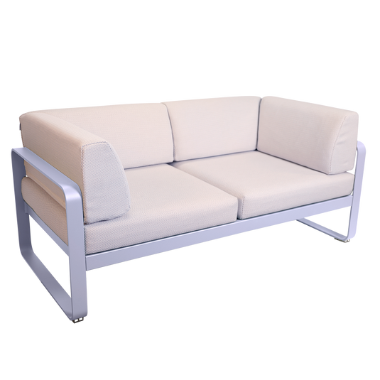 Fermob Bellevie 2-Seater Club Sofa – Marshmallow frame with Pearl fabric cushions