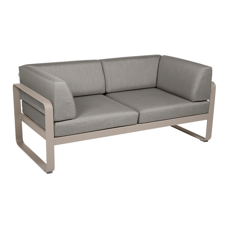 Load image into Gallery viewer, Fermob Bellevie 2-Seater Club Sofa – Nutmeg frame with Grey Taupe fabric cushions
