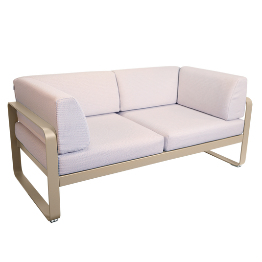 Fermob Bellevie 2-Seater Club Sofa – Nutmeg frame with Pearl fabric cushions