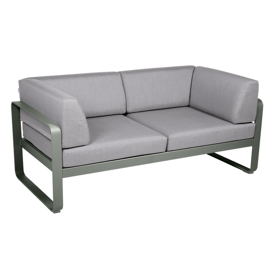 Fermob Bellevie 2-Seater Club Sofa – Rosemary frame with Flannel Grey fabric cushions