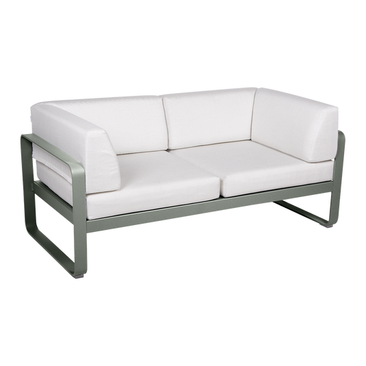 Fermob Bellevie 2-Seater Club Sofa – Rosemary frame with Off-White fabric cushions