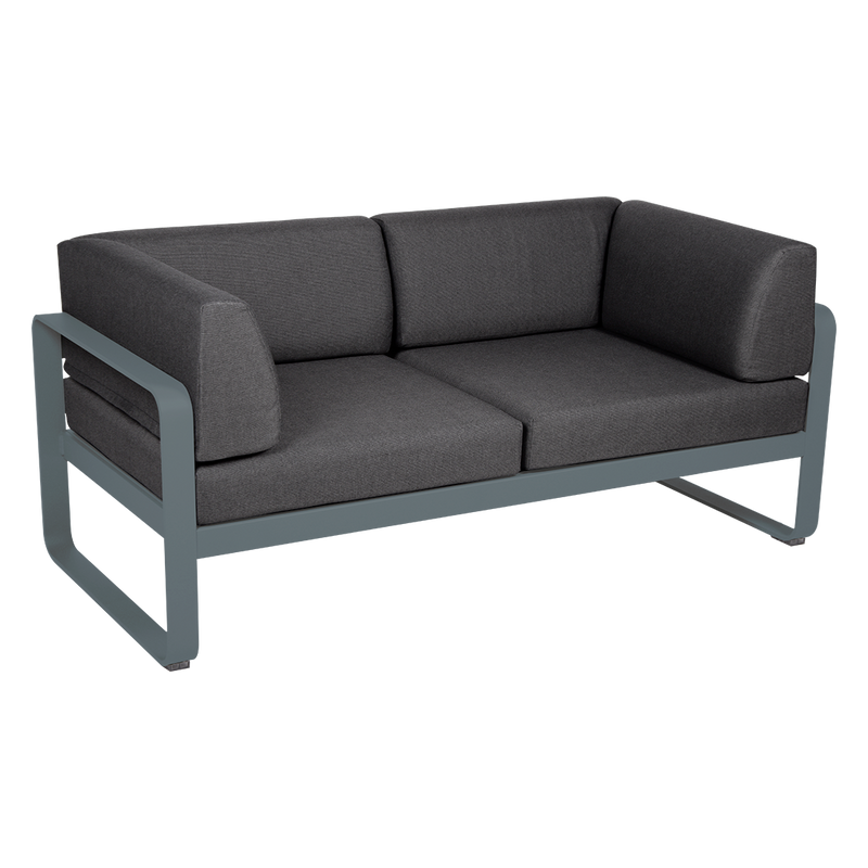 Load image into Gallery viewer, Fermob Bellevie 2-Seater Club Sofa – Storm Grey frame with Graphite Grey fabric cushions
