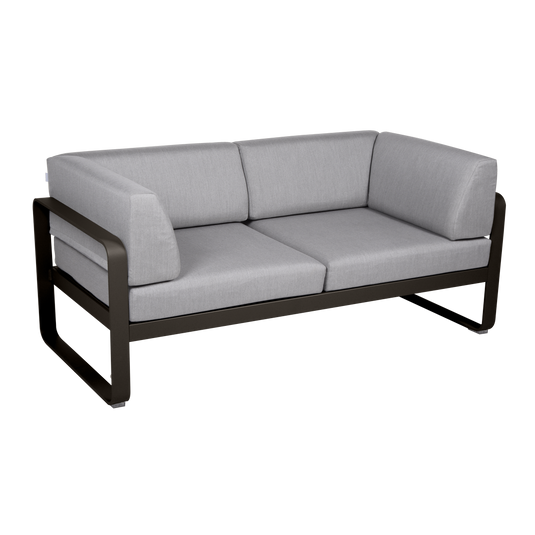 Fermob Bellevie 2-Seater Club Sofa – Tonka frame with Flannel Grey fabric cushions