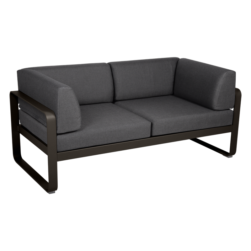 Load image into Gallery viewer, Fermob Bellevie 2-Seater Club Sofa – Tonka frame with Graphite Grey fabric cushions
