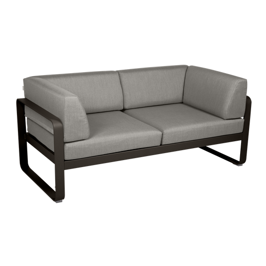 Fermob Bellevie 2-Seater Club Sofa – Tonka frame with Grey Taupe fabric cushions
