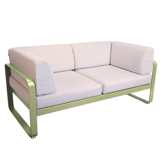 Fermob Bellevie 2-Seater Club Sofa – Willow Green frame with Pearl fabric cushions