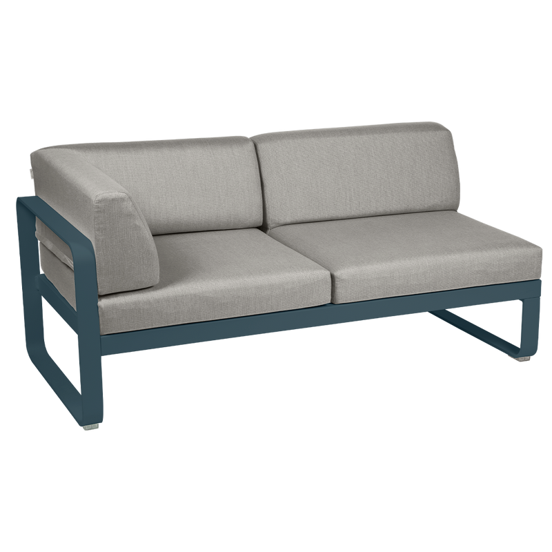 Load image into Gallery viewer, Fermob Bellevie 2-Seater Left Corner Module – Acapulco Blue frame with Grey Taupe fabric cushions
