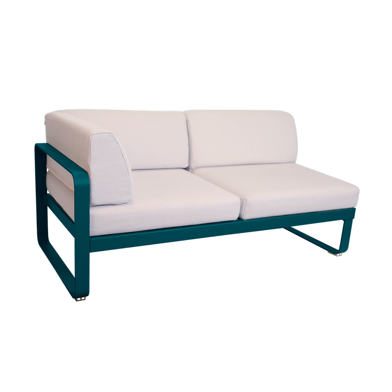 Load image into Gallery viewer, Fermob Bellevie 2-Seater Left Corner Module – Acapulco Blue frame with Pearl fabric cushions

