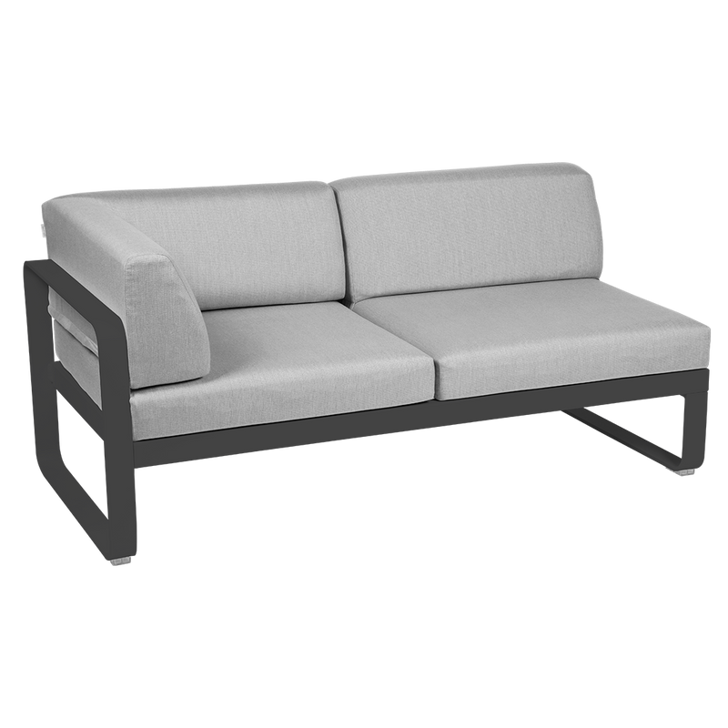 Load image into Gallery viewer, Fermob Bellevie 2-Seater Left Corner Module – Anthracite frame with Flannel Grey fabric cushions
