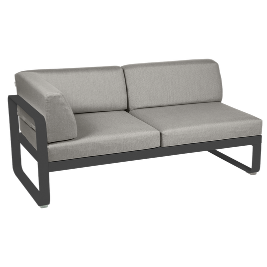 Fermob Bellevie 2-Seater Left Corner Module – Anthracite frame with Grey Taupe fabric cushions