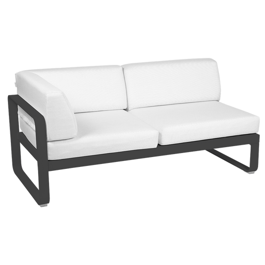 Fermob Bellevie 2-Seater Left Corner Module – Anthracite frame with Off-White fabric cushions