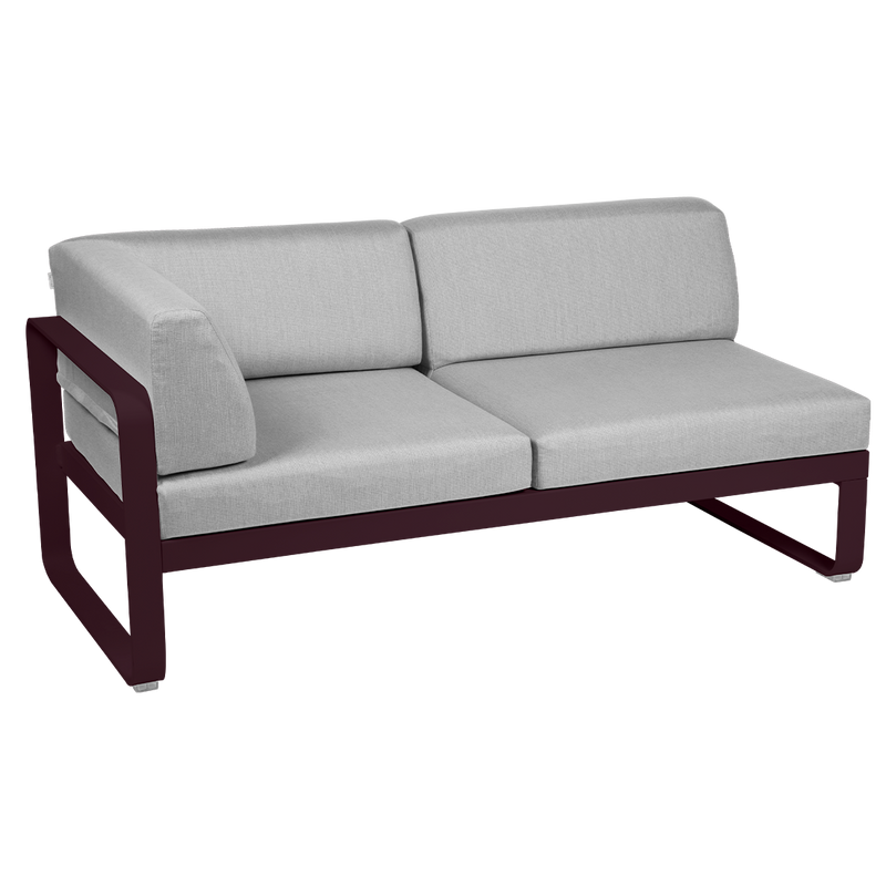 Load image into Gallery viewer, Fermob Bellevie 2-Seater Left Corner Module – Black Cherry frame with Flannel Grey fabric cushions
