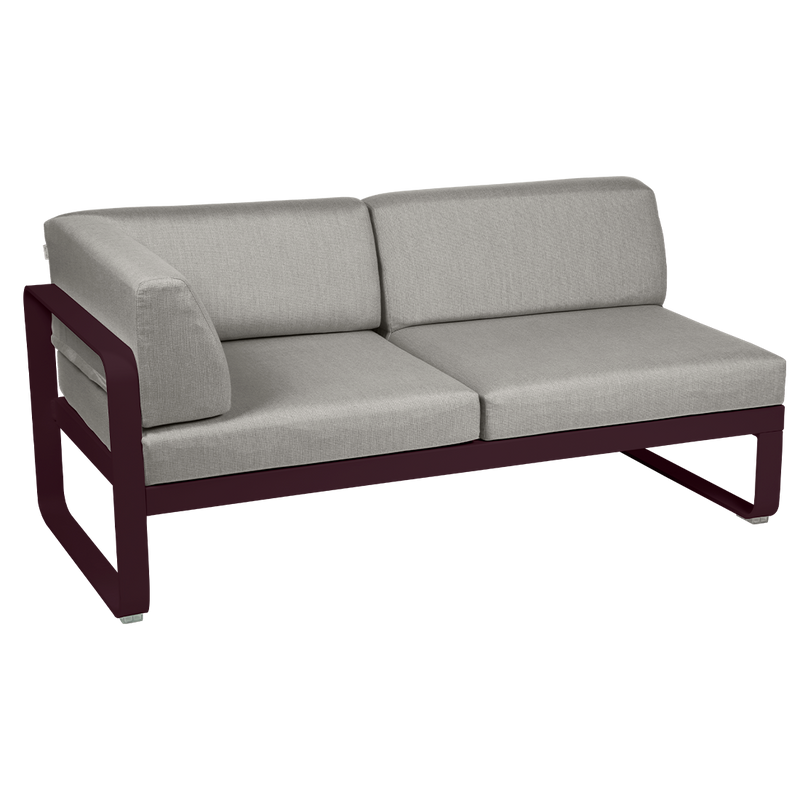 Load image into Gallery viewer, Fermob Bellevie 2-Seater Left Corner Module – Black Cherry frame with Grey Taupe fabric cushions
