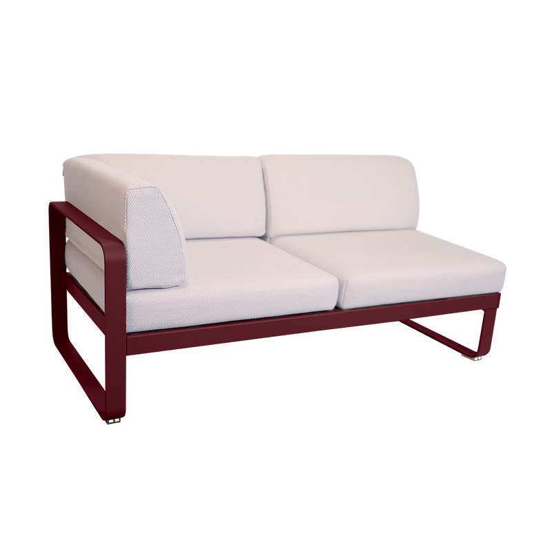 Load image into Gallery viewer, Fermob Bellevie 2-Seater Left Corner Module – Black Cherry frame with Pearl fabric cushions
