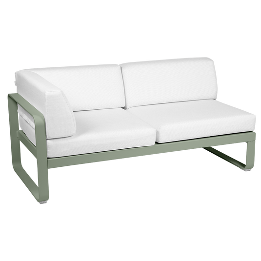 Fermob Bellevie 2-Seater Left Corner Module – Cactus frame with Off-White fabric cushions