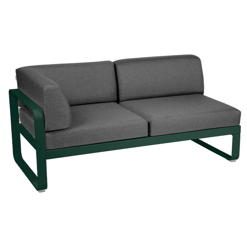 Load image into Gallery viewer, Fermob Bellevie 2-Seater Left Corner Module – Cedar Green frame with Graphite Grey fabric cushions

