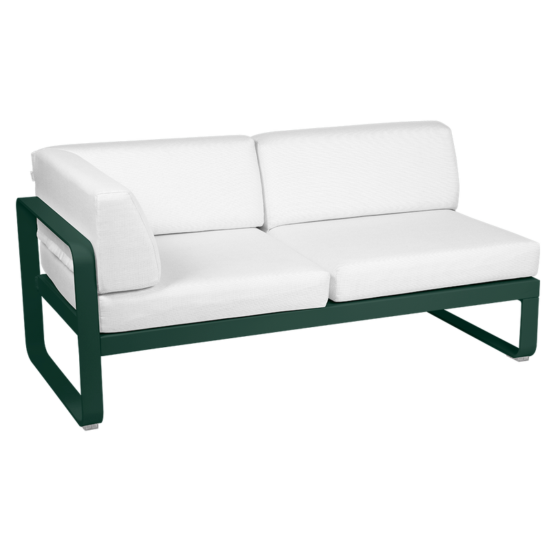Load image into Gallery viewer, Fermob Bellevie 2-Seater Left Corner Module – Cedar Green frame with Off-White fabric cushions
