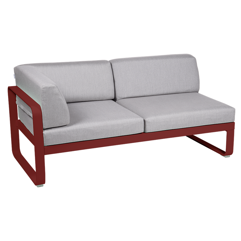 Load image into Gallery viewer, Fermob Bellevie 2-Seater Left Corner Module – Chilli frame with Flannel Grey fabric cushions
