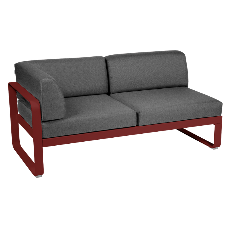 Load image into Gallery viewer, Fermob Bellevie 2-Seater Left Corner Module – Chilli frame with Graphite Grey fabric cushions
